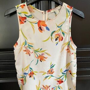 Forever 21 Chiffon Cream/Floral Tank with Zip up Back-Size Small